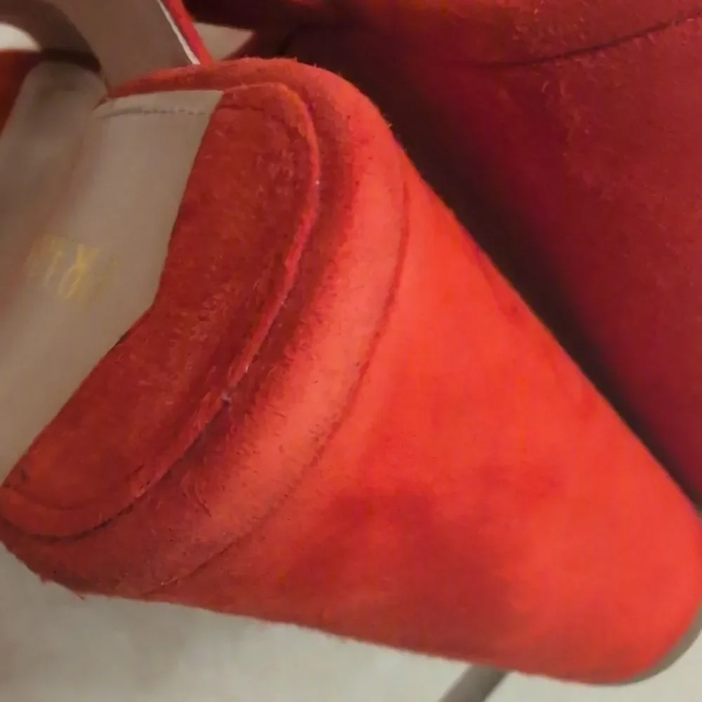 Prada Lipstick Red Wedges Leather Suede Platform Ankle Strap Sandals Size 11.5